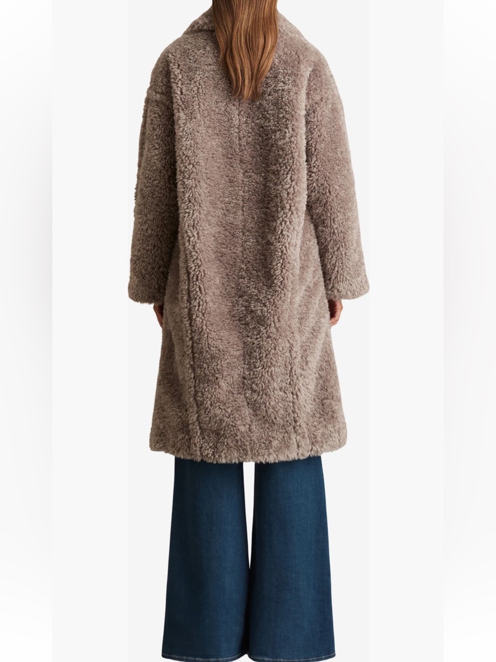 NWT Reiss Darla Faux Fur Coat in MINK NEUTRAL Sz S - Picture 6 of 7